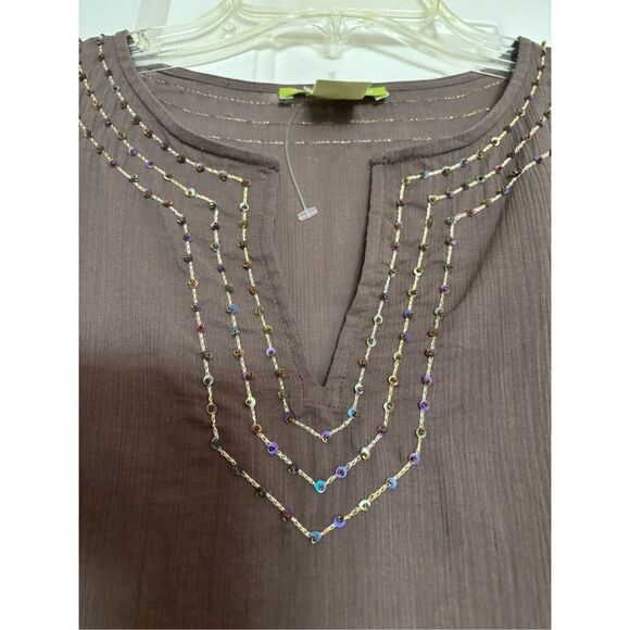 Sigrid Olsen Gauzy Sequin Embellished Top - Picture 2 of 7